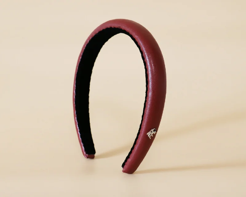 Slender Headband Eco Red Leather No Studs