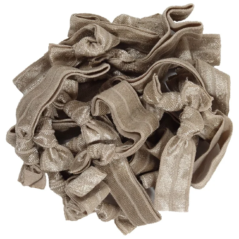 Taupe Ribbon Hair Ties - 20 Pack