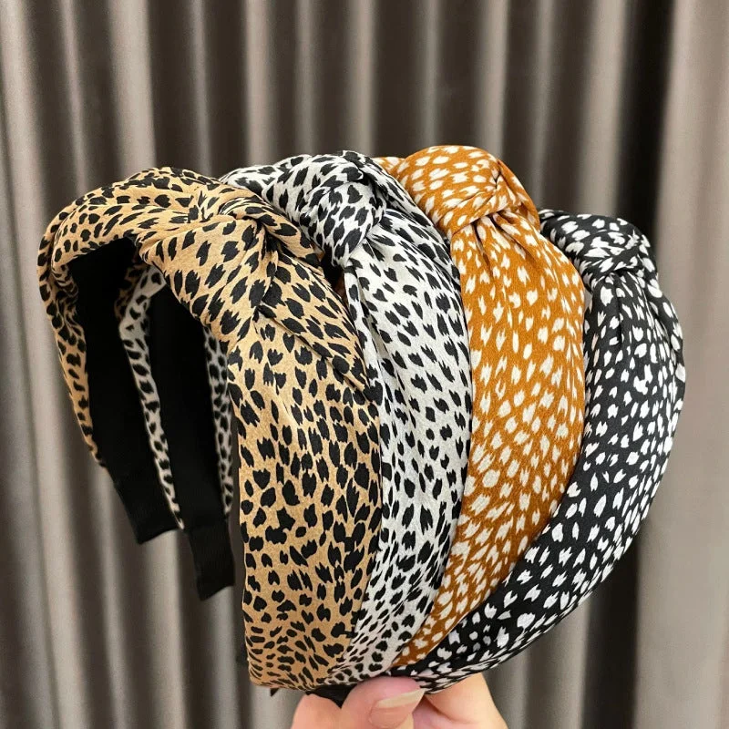 Wholesale Fabric Wide Edge Leopard Print Hair Bands