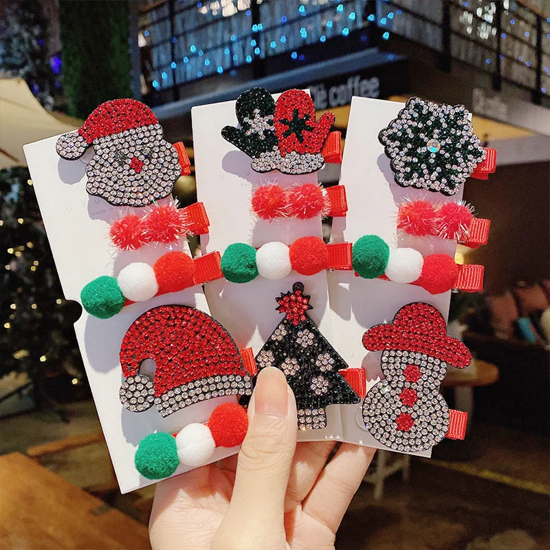 Wholesale Christmas Tree Snowman Fabric Hairpins