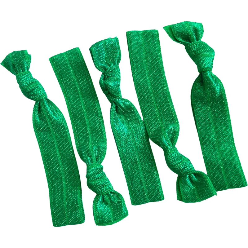 Green Ribbon Hair Ties - 5 Pack