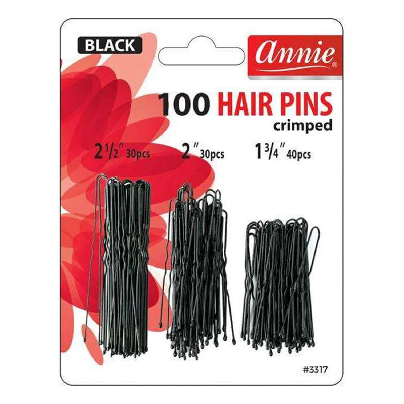 Annie Ball Tip Hair Pins Crimped Black