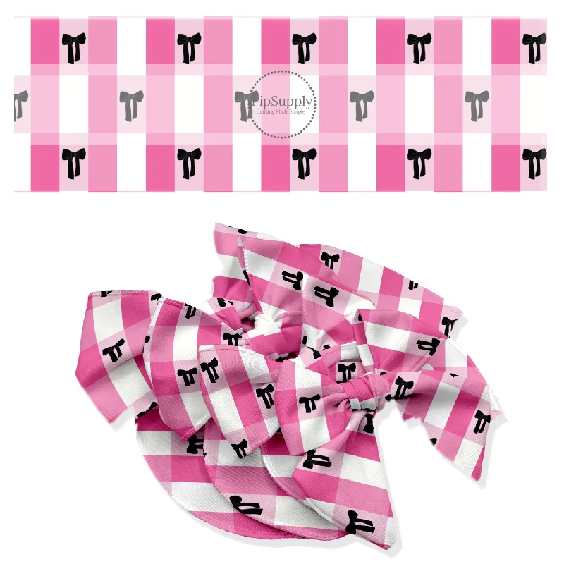 Pink Coquette Checker Hair Bow Strips