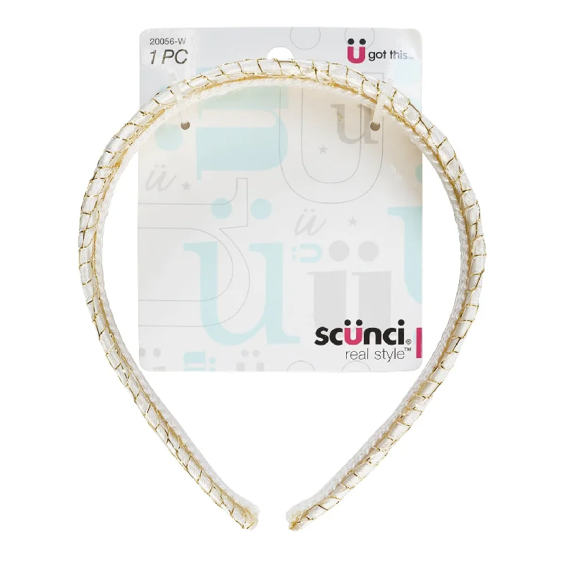 Scunci Ivory Headband with Gold Mesh Overlay