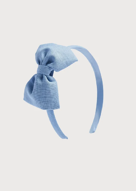 Blue Linen Big Bow Hairband