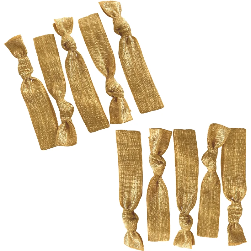 Gold Ribbon Hair Ties - 10 Pack