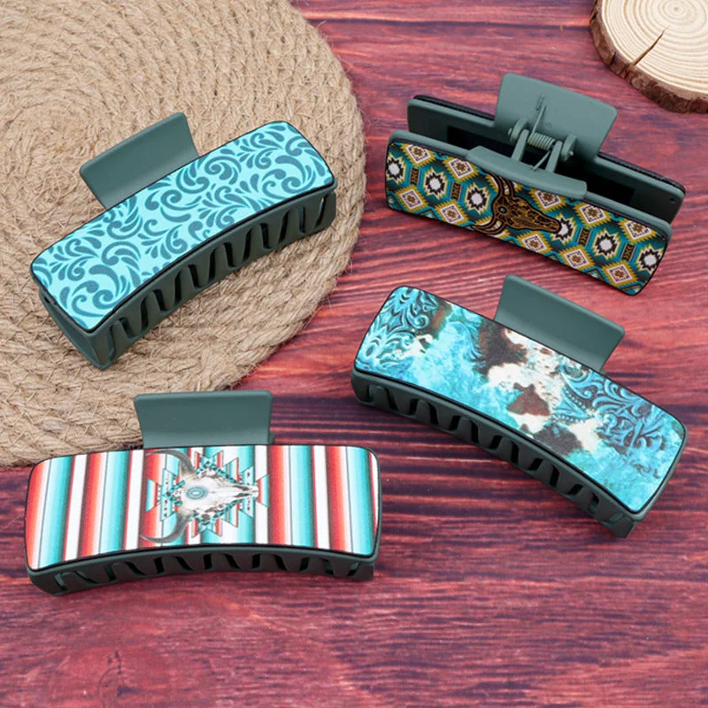 Wholesale Retro Personalized Western Bohemian Style Cow Head Stripe Pattern Leather Gripper