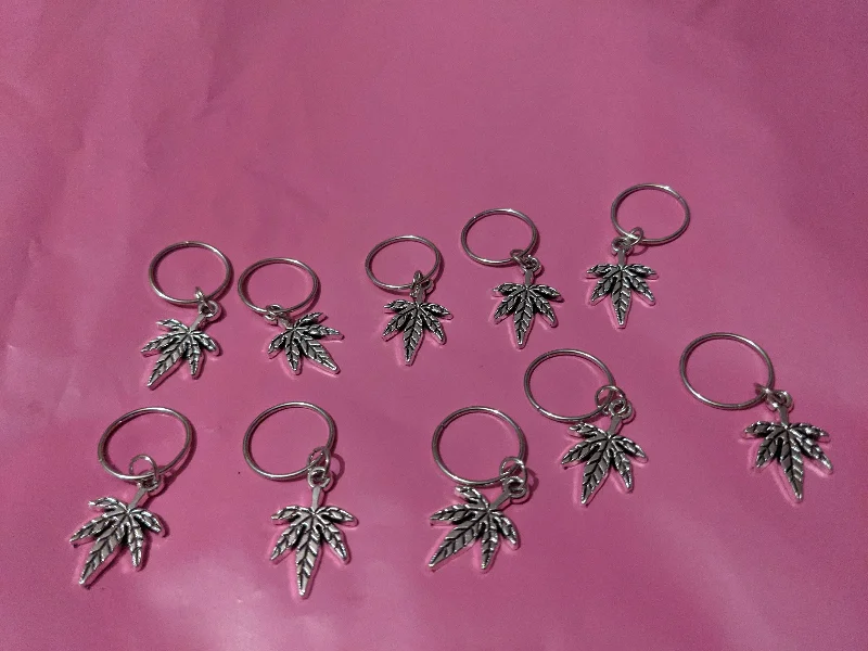 Catface Silver HI-LIFE LEAF Hair Charms Dread Loc Beads