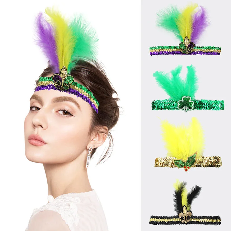 Wholesale Carnival Sequin Headbands and Feathers Headbands