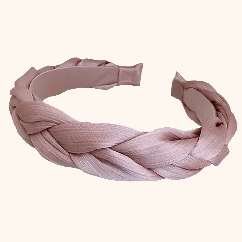 'Olivia' Crepe Braided Headband in Light Pink