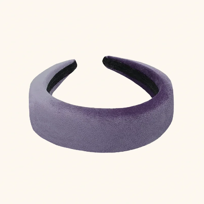 Padded Velvet 'Florentine' Headband in Grey