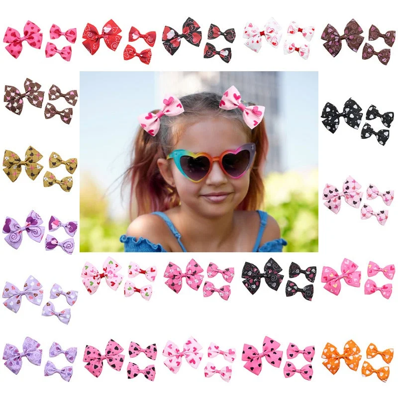 Wholesale 5pcs Valentine's Day Love Heart Children's Girl Side Clip One Large and Two Small Hairpins