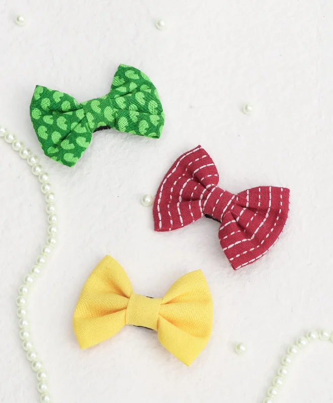 Mini Bow Alligator Clips - Red, Yellow & Green