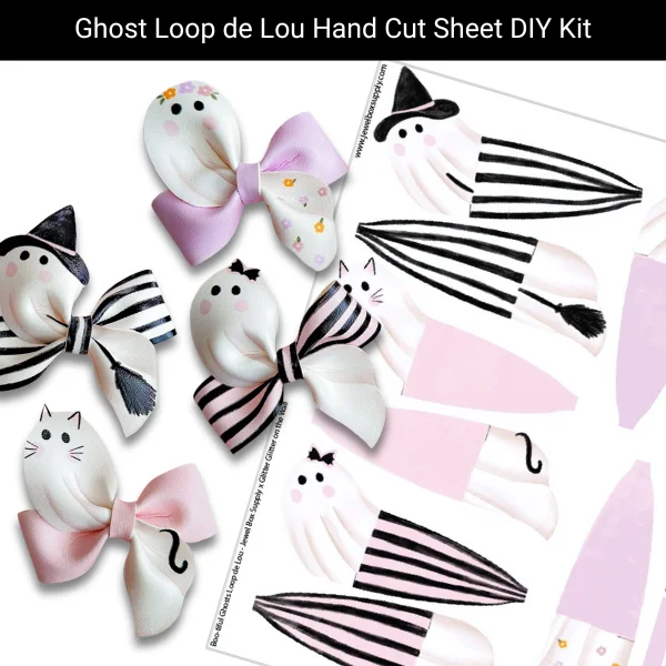 Boo-tiful Ghosts Loop de Lou DIY Bow Hand Cut Faux Leather Sheet