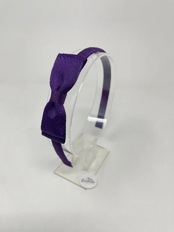 3 Inch Flat Bow Alice Band - Plum