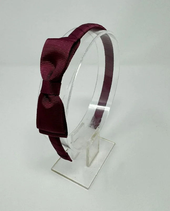 3 Inch Flat Bow Alice Band - Burgundy