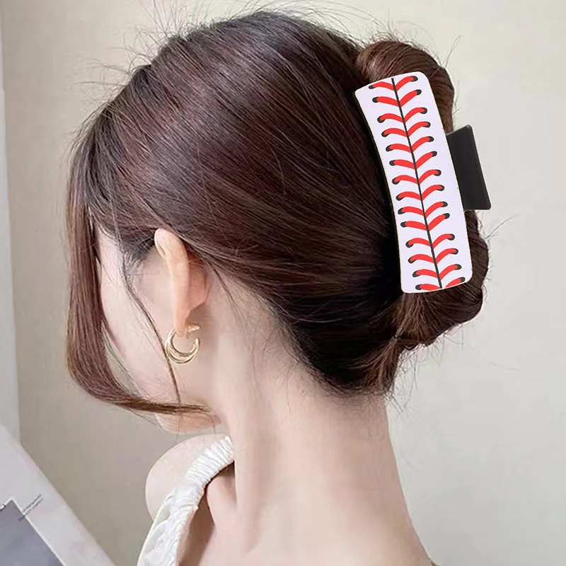 Wholesale Western Fashion Baseball Leather Hair Clips