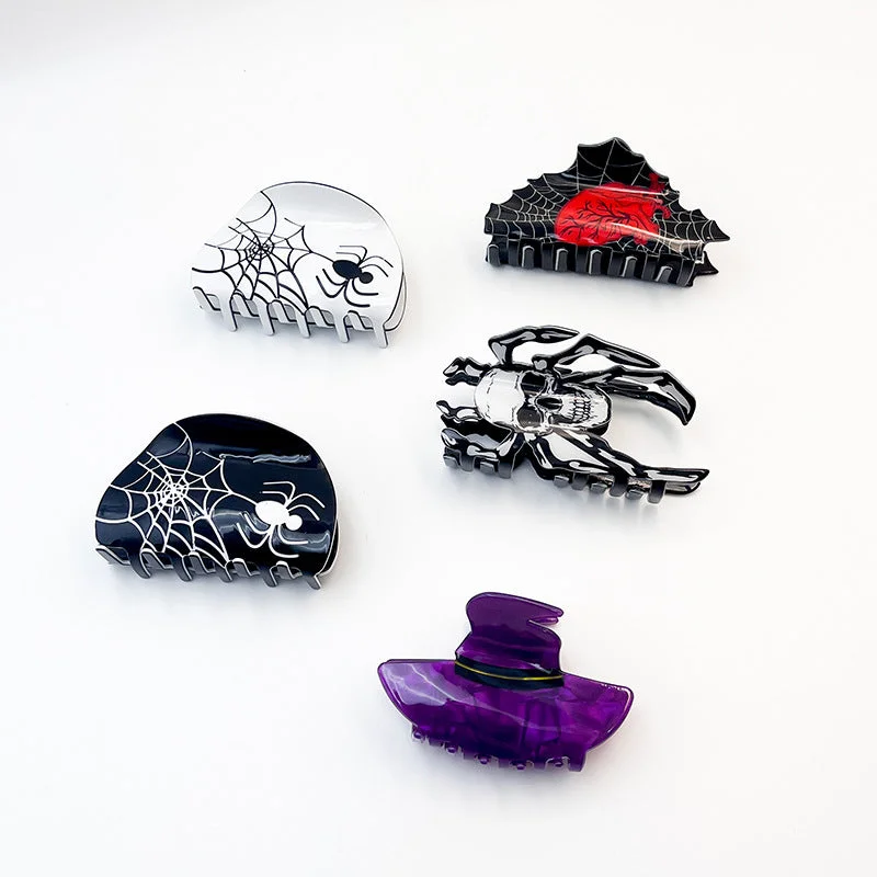 Wholesale Halloween Funny Spider Witch Acrylic Retro Hair Clip