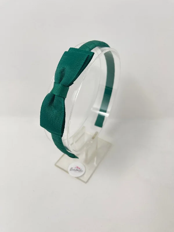 3 Inch Flat Bow Alice Band - Hunter Green