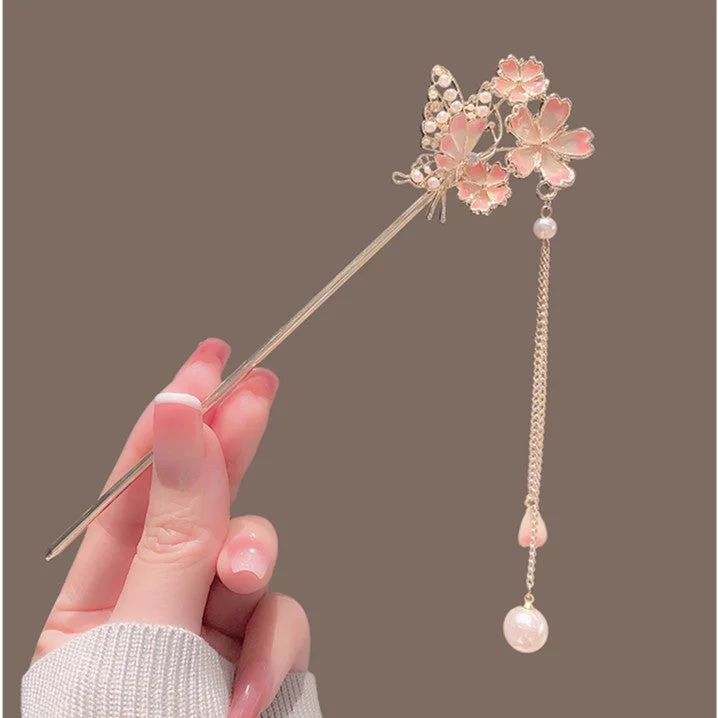 Wholesale Cherry Blossom Hairpin Tassel Cheongsam Plate Alloy Hairpin