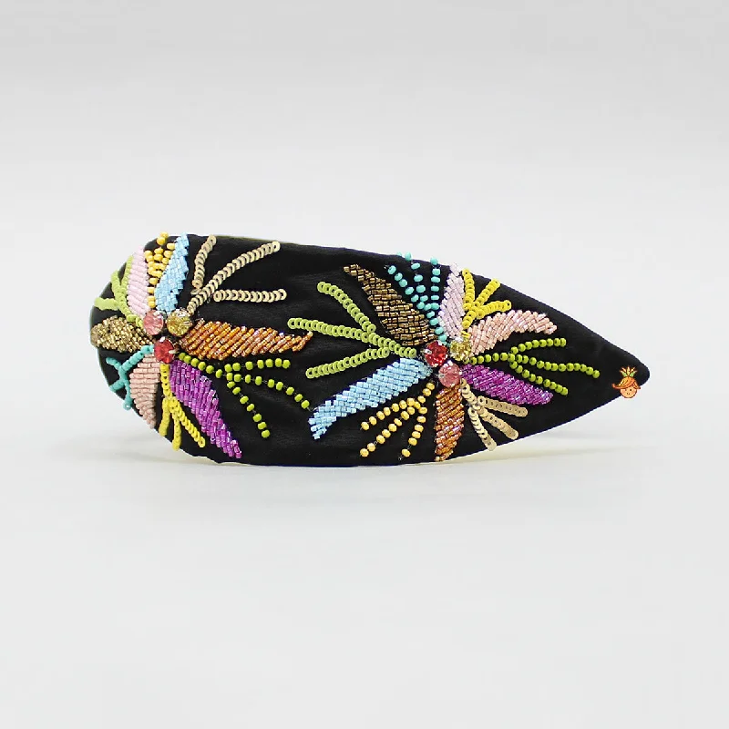 Multicolour Embroidered Black Hairband