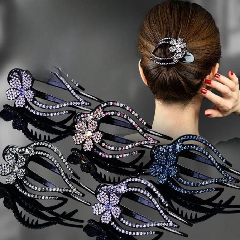 Wholesale Large Rhinestone Hair Clip with Three Teeth