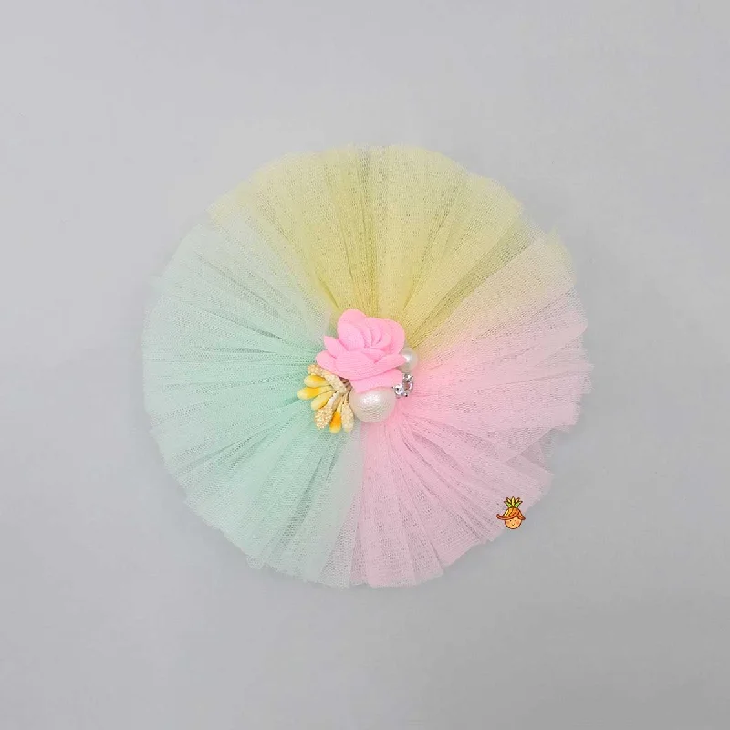 Flower Adorned Multicolour Hair Clip