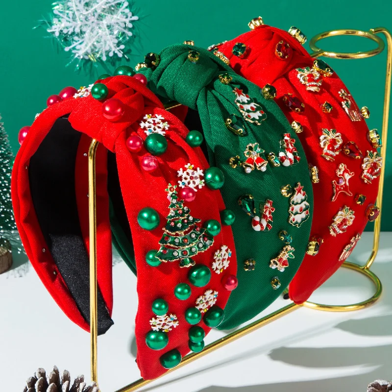 Wholesale Hot Selling Christmas Red and Green Alloy Three-dimensional Christmas Series Hair Accessories