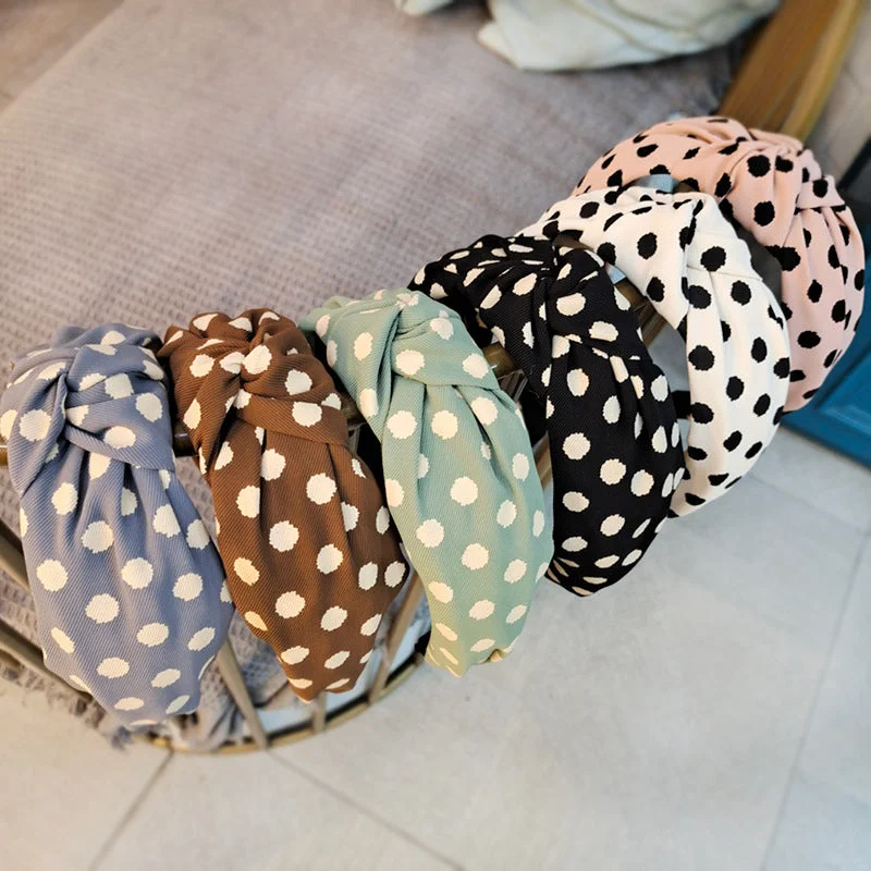 Wholesale Wide Edge Fabric Polka Dot Headband