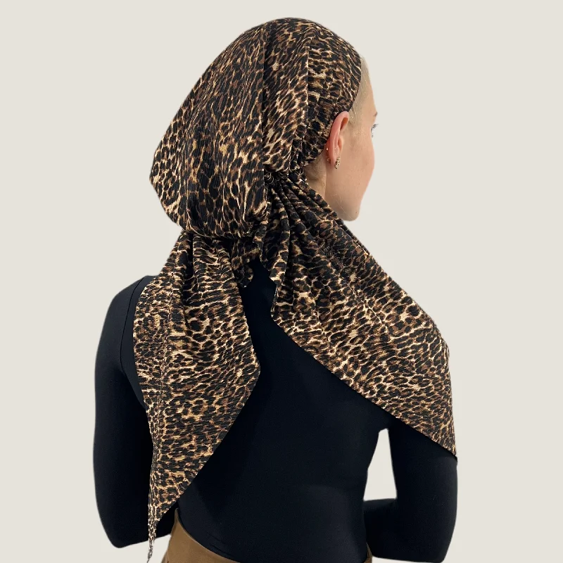 Brown Leopard Pre-Tied Scarf