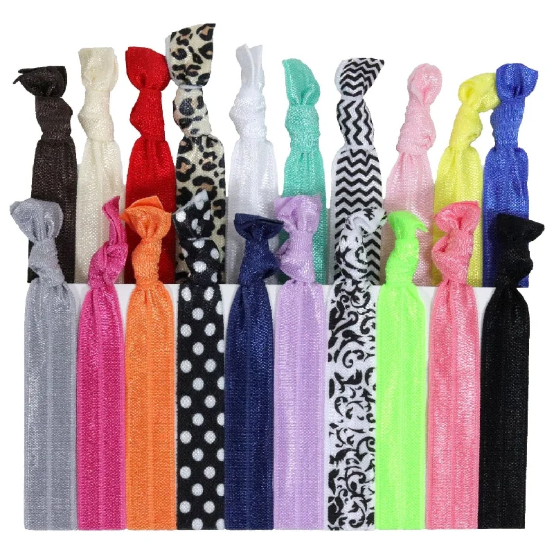 Prints and Solids Ribbon Hair Ties - 20 Pack