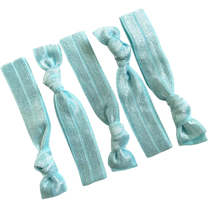 Light Blue Ribbon Hair Ties - 5 Pack