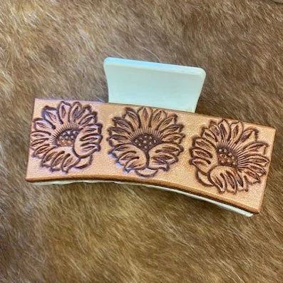 HC23 - Sunflower Tooled Claw Clip