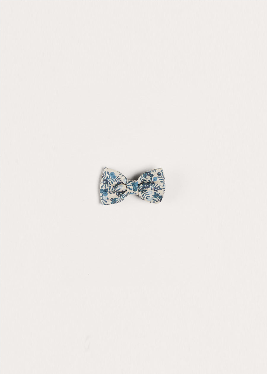 Floral Small Bow Clip in Blue