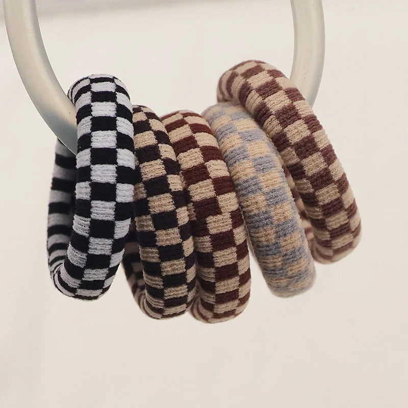 Wholesale Black and White Plaid Autumn and Winter Nylon Hair Scrunchies