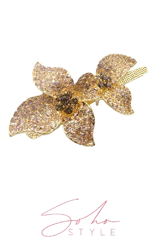 Crystal Flower Alligator Metal Hair Clip