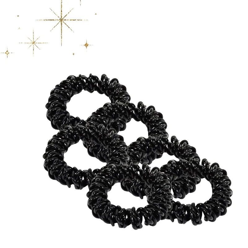 Black Spiral Hair Ties - 6 Pack