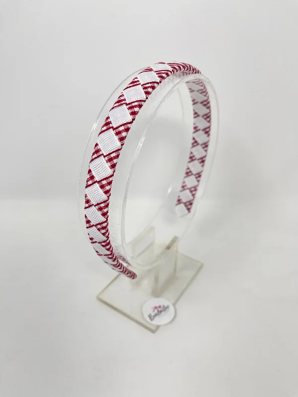 Alice Band - Burgundy & White Gingham