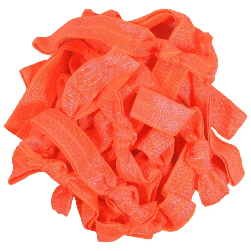 Neon Orange Ribbon Hair Ties - 20 Pack