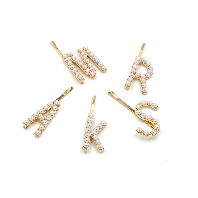 Wholesale English Alphabet Pearl Hairpins