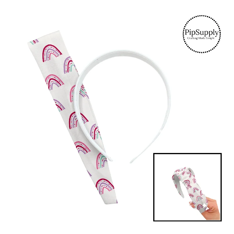 Cream Multi Heart Rainbows DIY Knotted Headband Kit