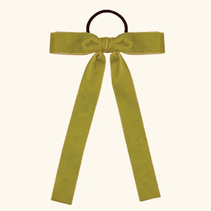 'Margot' Velvet Hair Bow in Olive