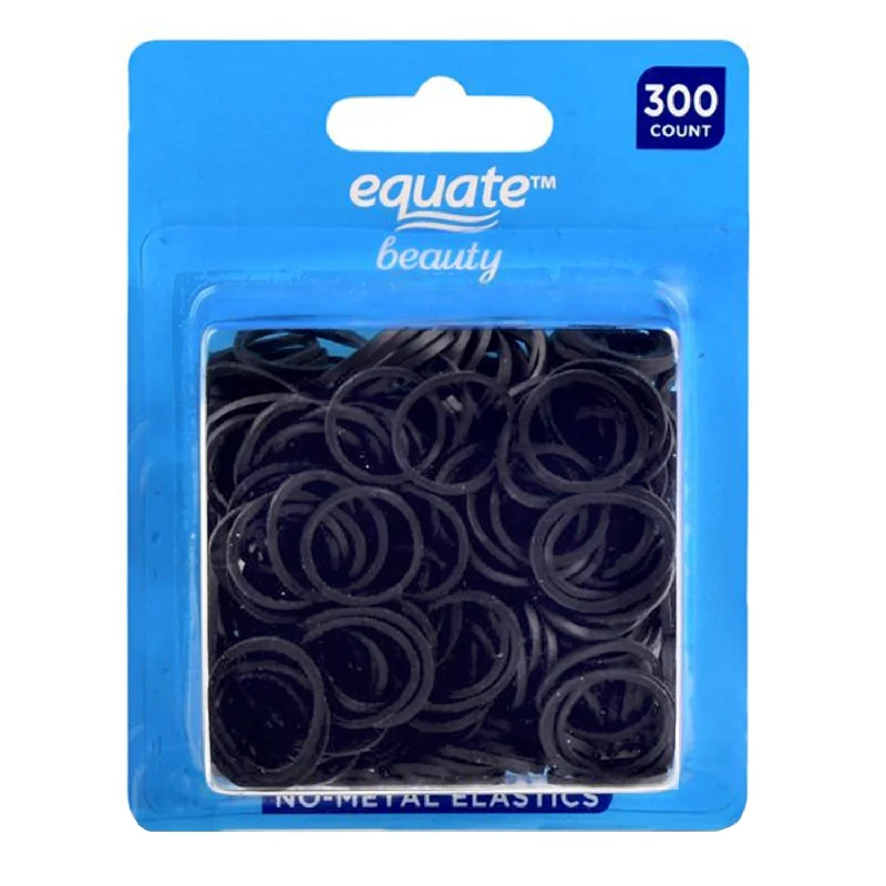 Equate Beauty No-Metal Rubber Band Elastics Black 300pcs