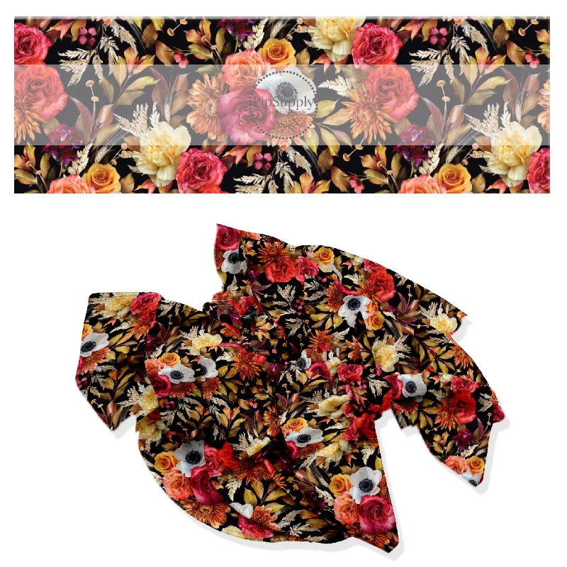 Autumn Cider Floral Hair Bow Strips