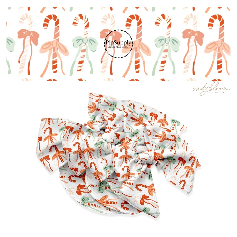 Candy Canes and Bows Hair Bow Strips