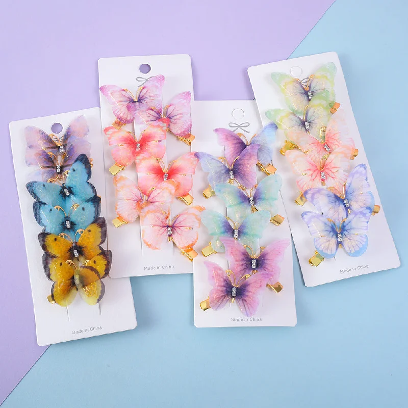 Wholesale Gradient Double Layer Butterfly Cute Pair Clip Fairy Duck Clip Cute Little Princess Hairpin