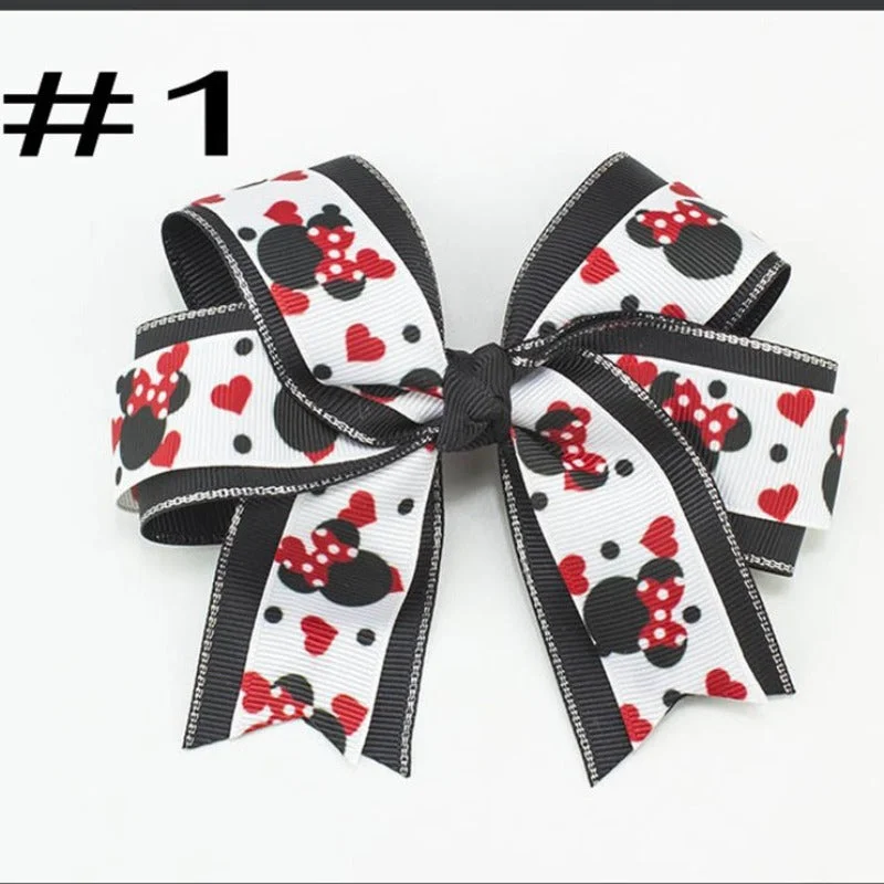 Wholesale 5pcs Cheerleading Swallowtail Bow Valentine's Day Easter Ball 4.5 Inch Hair Clip