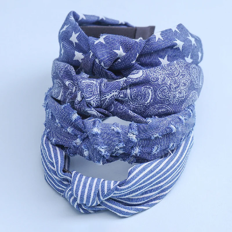 Wholesale Denim Knotted Fabric Hair Bands