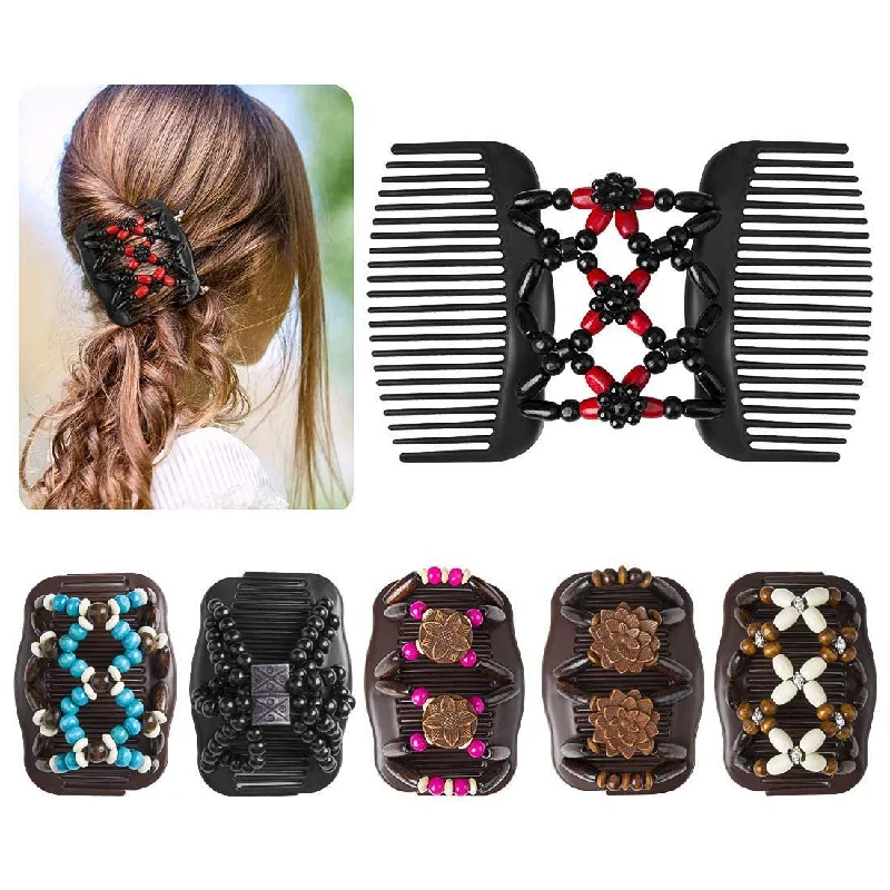 Wholesale Plastic Beaded Double Row Hair Comb