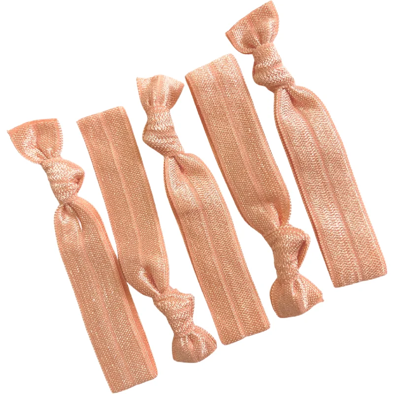 Peach Ribbon Hair Ties - 5 Pack